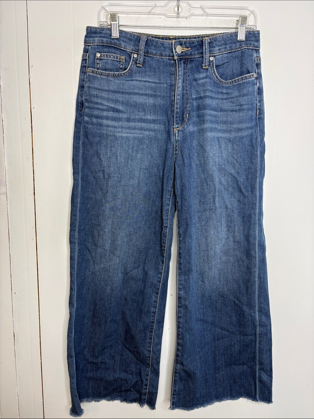 Joes Jeans Womens 29 Wide Leg Cropped Raw Hem Stretch Comfort Casual Medium Wash